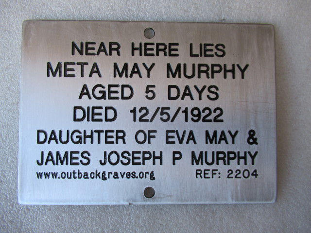 This is a photograph of plaque number 2204 for META MAY MURPHY at AJANA CUE