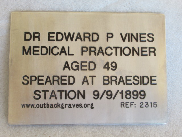 This is a photograph of plaque number 2315 for DR EDWARD P VINES at BRAESIDE