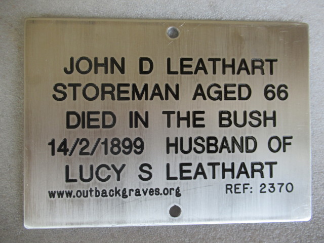 This is a photograph of plaque number 2370 for JOHN D LEATHART at MENZIES