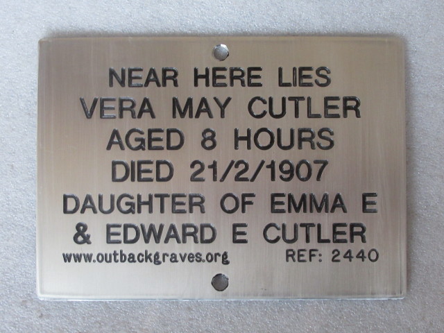 This is a photograph of plaque number 2440 for VERA MAY CUTLER at MANINGA MARLEY