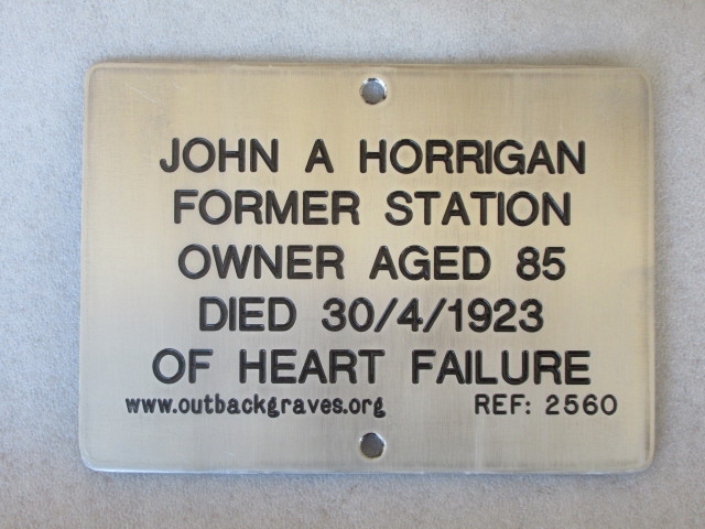 This is a photograph of plaque number 2560 for JOHN A HORRIGAN at YINNIETHARRA