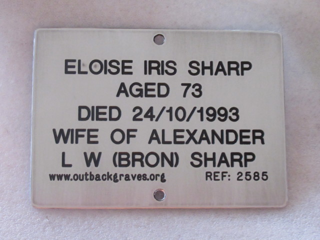 This is a photograph of plaque number 2585 for ELOISE IRIS SHARP at DEEPDALE