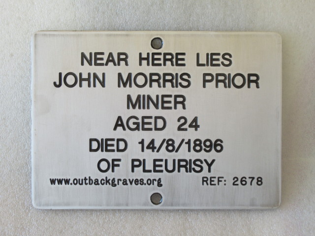 This is a photograph of plaque number 2678 for JOHN MORRIS PRIOR at MENZIES