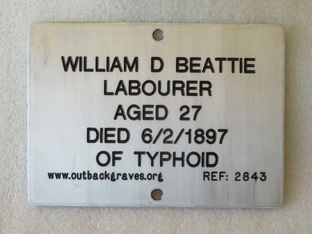 This is a photograph of plaque number 2843 for WILLIAM D BEATTIE at MENZIES