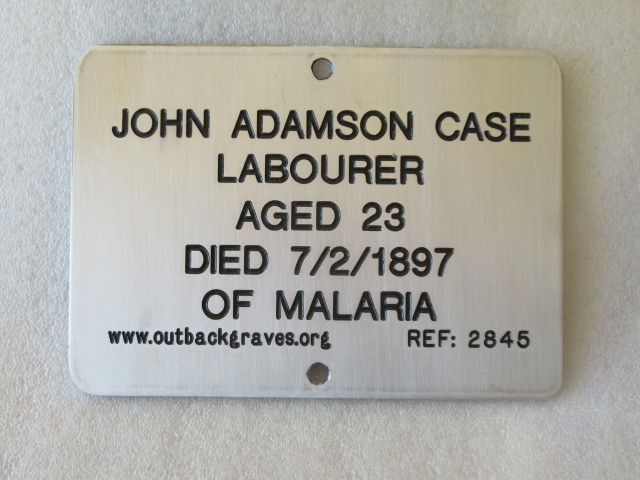 This is a photograph of plaque number 2845 for JOHN ADAMSON CASE at MENZIES