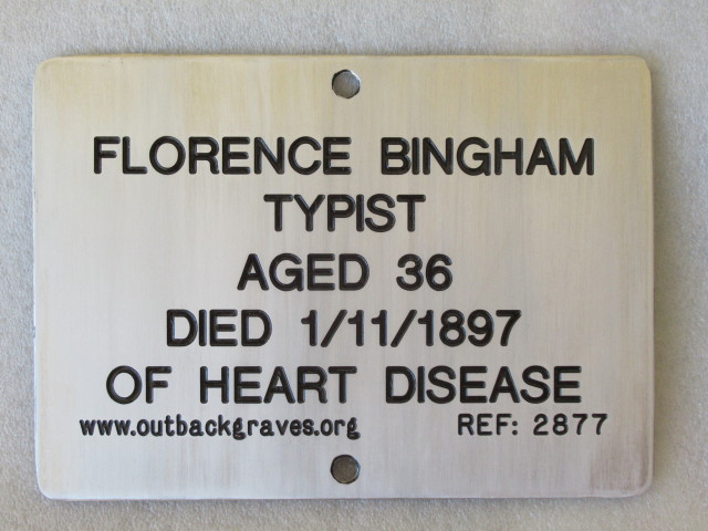 This is a photograph of plaque number 2877 for FLORENCE BINGHAM at MENZIES
