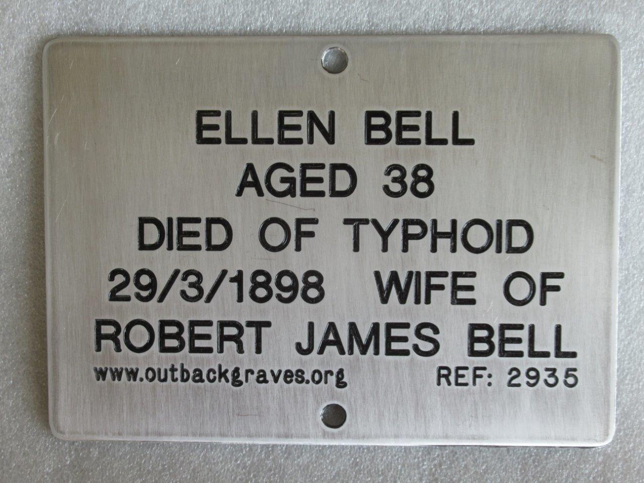 This is a photograph of plaque number 2935 for ELLEN BELL at MENZIES