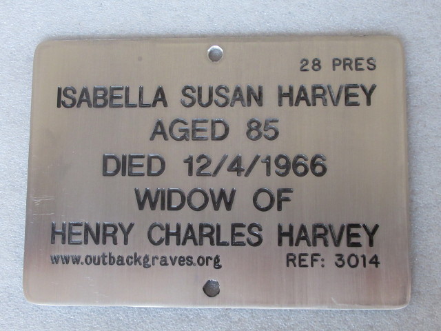 This is a photograph of plaque number 3014 for ISABELLA SUSAN HARVEY at KOOKYNIE