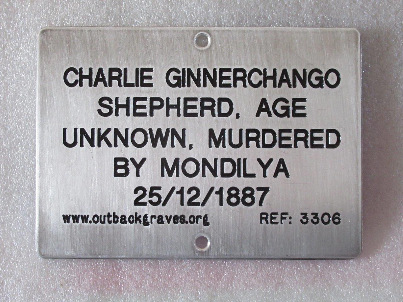 This is a photograph of plaque number 3306 for CHARLIE GINNERCHANGO at THOMAS RIVER